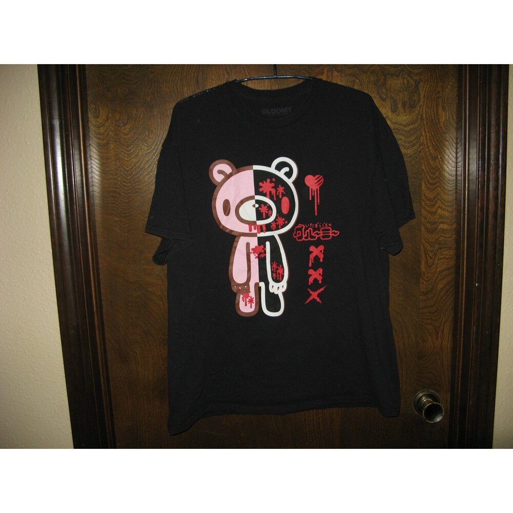Gloomy The Naughty Grizzly T-Shirt Graphic Print Tee Black Mori Chack Size XL